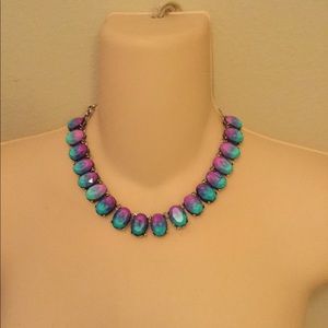 Blue pink ombré faux stone necklace boho chic